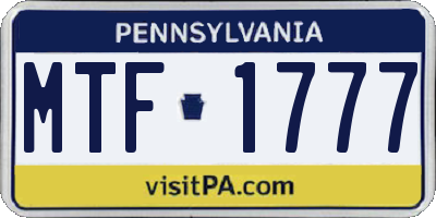 PA license plate MTF1777