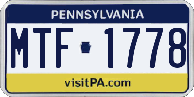 PA license plate MTF1778