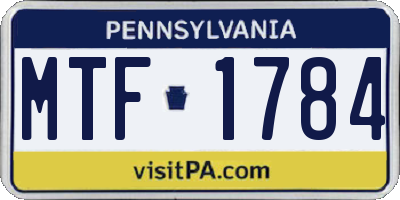 PA license plate MTF1784