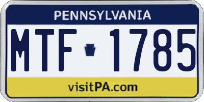 PA license plate MTF1785