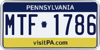 PA license plate MTF1786