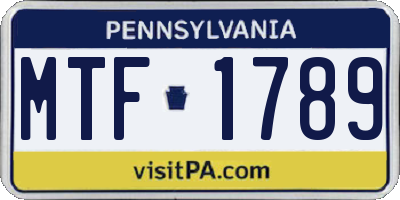 PA license plate MTF1789