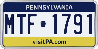 PA license plate MTF1791