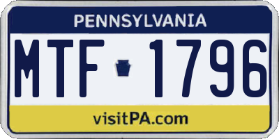 PA license plate MTF1796
