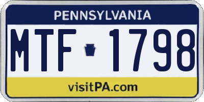 PA license plate MTF1798