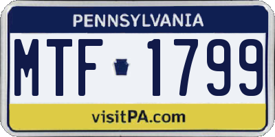 PA license plate MTF1799