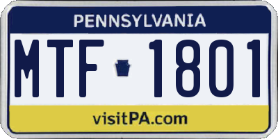 PA license plate MTF1801