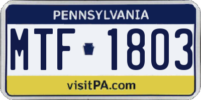 PA license plate MTF1803