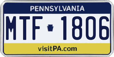 PA license plate MTF1806