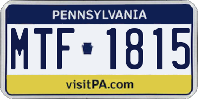PA license plate MTF1815