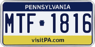 PA license plate MTF1816