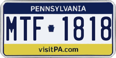 PA license plate MTF1818