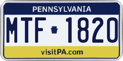 PA license plate MTF1820