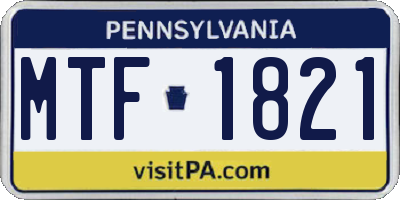 PA license plate MTF1821
