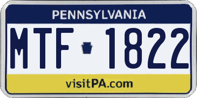 PA license plate MTF1822