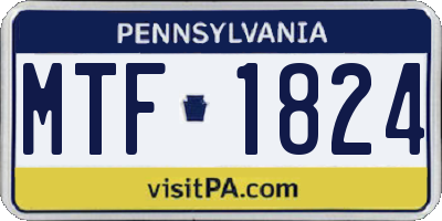 PA license plate MTF1824
