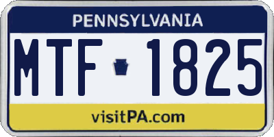 PA license plate MTF1825