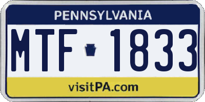 PA license plate MTF1833