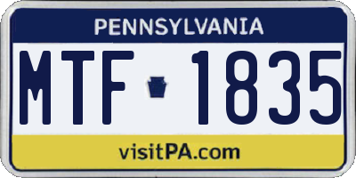 PA license plate MTF1835