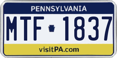 PA license plate MTF1837