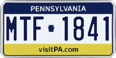 PA license plate MTF1841