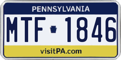 PA license plate MTF1846
