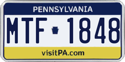 PA license plate MTF1848