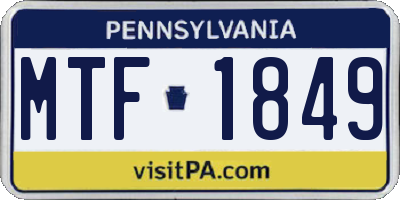 PA license plate MTF1849