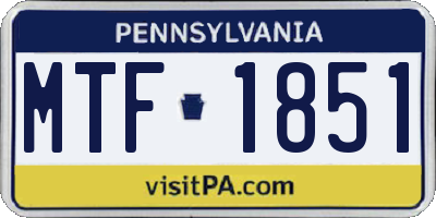 PA license plate MTF1851