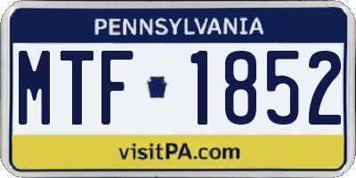 PA license plate MTF1852
