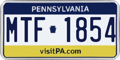 PA license plate MTF1854