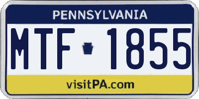 PA license plate MTF1855