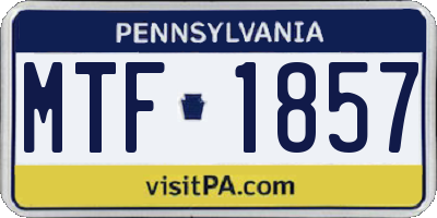 PA license plate MTF1857