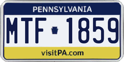 PA license plate MTF1859