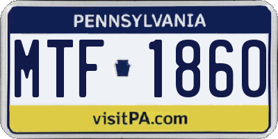 PA license plate MTF1860