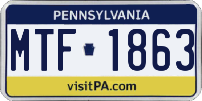 PA license plate MTF1863