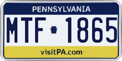 PA license plate MTF1865
