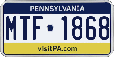 PA license plate MTF1868