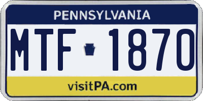 PA license plate MTF1870