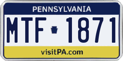 PA license plate MTF1871
