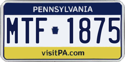 PA license plate MTF1875