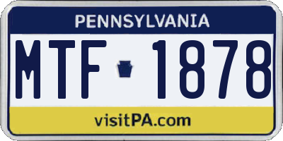 PA license plate MTF1878