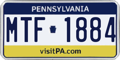 PA license plate MTF1884