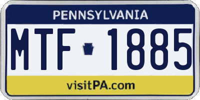 PA license plate MTF1885