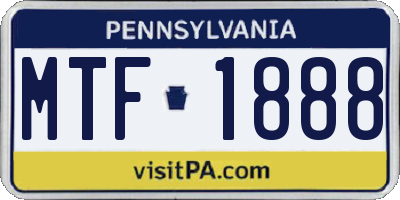 PA license plate MTF1888