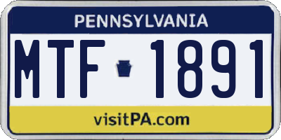 PA license plate MTF1891