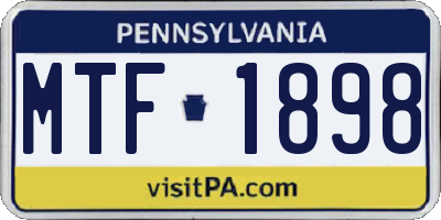 PA license plate MTF1898
