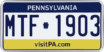PA license plate MTF1903