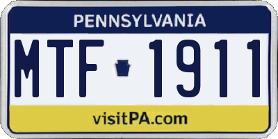 PA license plate MTF1911