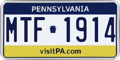PA license plate MTF1914
